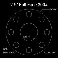 2-1/2" Full Face Flange Gasket (w/8 Bolt Holes) - 300 Lbs. - 1/8" Thick Garlock Blue-Gard 3700