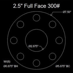2-1/2" Full Face Flange Gasket (w/8 Bolt Holes) - 300 Lbs. - 1/8" Thick Garlock Blue-Gard 3700