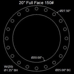 20" Full Face Flange Gasket (w/20 Bolt Holes) - 150 Lbs. - 1/8" Thick Klingersi® C-4401