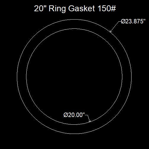 20" Ring Flange Gasket - 150 Lbs. - 1/16" Thick Garlock GYLON® Style 3510