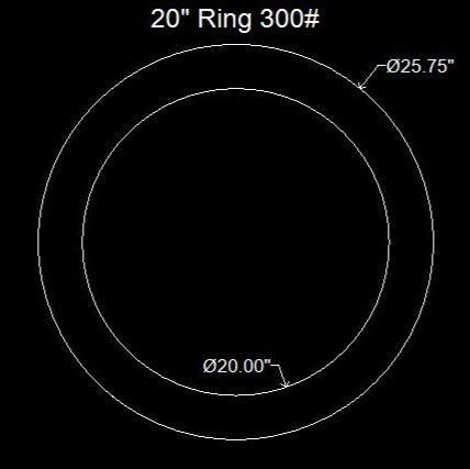 20" Ring Flange Gasket - 300 Lbs. - 1/16" Thick Garlock GYLON® Style 3504