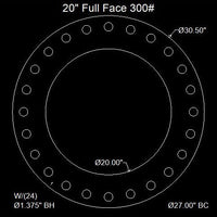 20" Full Face Flange Gasket (w/20 Bolt Holes) - 300 Lbs. - 1/8" Thick Garlock Blue-Gard 3300