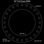 24" Full Face Flange Gasket (w/20 Bolt Holes) - 300 Lbs. - 1/8" Thick Garlock Blue-Gard 3300