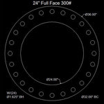 24" Full Face Flange Gasket (w/24 Bolt Holes) - 300 Lbs. - 1/8" Thick Garlock Blue-Gard 3700