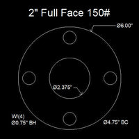 2" Full Face Flange Gasket (w/4 Bolt Holes) - 150 Lbs. - 1/8" Thick Garlock GYLON® Style 3510