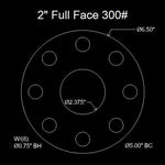 2" Full Face Flange Gasket (w/8 Bolt Holes) - 300 Lbs. - 1/8" Thick Garlock Blue-Gard 3700