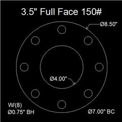 3-1/2" Full Face Flange Gasket (w/8 Bolt Holes) - 150 Lbs. - 1/8" Thick Garlock Style 700