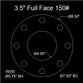 3-1/2" Full Face Flange Gasket (w/8 Bolt Holes) - 150 Lbs. - 1/8" Thick Garlock Style 700