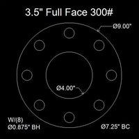 3-1/2" Full Face Flange Gasket (w/8 Bolt Holes) - 300 Lbs. - 1/8" Thick Nitrile (NBR) Buna-N