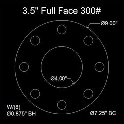 3-1/2" Full Face Flange Gasket (w/8 Bolt Holes) - 300 Lbs. - 1/8" Thick Nitrile (NBR) Buna-N