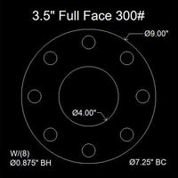 3-1/2" Full Face Flange Gasket (w/8 Bolt Holes) - 300 Lbs. - 1/16" Thick Garlock Blue-Gard 3000