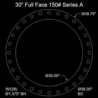 30" Full Face Flange Gasket (w/28 Bolt Holes) - Series A 150 Lbs. - 1/8" Thick (70 Duro) Neoprene