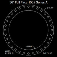 36" Full Face Flange Gasket - Series A 150 Lbs. - 1/8" Thick Garlock Blue-Gard 3000