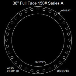 36" Full Face Flange Gasket - Series A 150 Lbs. - 1/8" Thick Garlock Blue-Gard 3000
