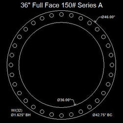 36" Full Face Flange Gasket - Series A 150 Lbs. - 1/8" Thick (70 Duro) Neoprene