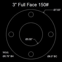 3" Full Face Flange Gasket (w/4 Bolt Holes) - 150 Lbs. - 1/8" Thick Garlock Style 700