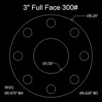3" Full Face Flange Gasket (w/8 Bolt Holes) - 300 Lbs. - 1/8" Thick Garlock Blue-Gard 3300