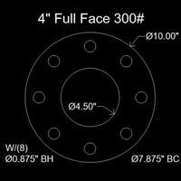 4" Full Face Flange Gasket (w/8 Bolt Holes) - 300 Lbs. - 1/8" Thick Garlock Blue-Gard 3300