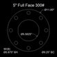 5" Full Face Flange Gasket (w/8 Bolt Holes) - 300 Lbs. - 1/8" Thick Nitrile (NBR) Buna-N