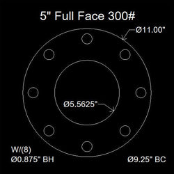 5" Full Face Flange Gasket (w/8 Bolt Holes) - 300 Lbs. - 1/8" Thick Garlock Blue-Gard 3300