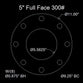 5" Full Face Flange Gasket (w/8 Bolt Holes) - 300 Lbs. - 1/8" Thick Garlock Blue-Gard 3300