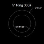 5" Ring Flange Gasket - 300 Lbs. - 1/16" Thick Nitrile (NBR) Buna-N