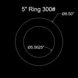 5" Ring Flange Gasket - 300 Lbs. - 1/16" Thick Nitrile (NBR) Buna-N