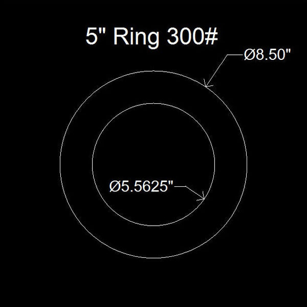 5" Ring Flange Gasket - 300 Lbs. - 1/8" Thick Nitrile (NBR) Buna-N
