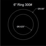 6" Ring Flange Gasket - 300Lbs . - 1/16" Thick (70 Duro) Neoprene