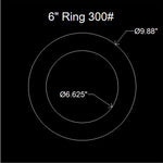 6" Ring Flange Gasket - 300Lbs . - 1/16" Thick Nitrile (NBR) Buna-N