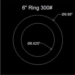 6" Ring Flange Gasket - 300Lbs . - 1/16" Thick Nitrile (NBR) Buna-N