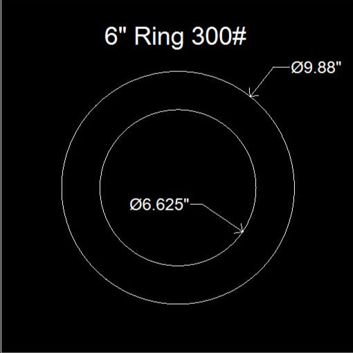 6" Ring Flange Gasket - 300Lbs . - 1/16" Thick Nitrile (NBR) Buna-N