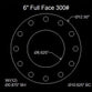 6" Full Face Flange Gasket (w/8 Bolt Holes) - 300Lbs . - 1/8" Thick Garlock Blue-Gard 3300