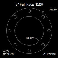 Flange Kit  8" Full Face 150# 1/8" Thick Viton™ Gasket & Bolt Pack