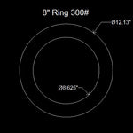 8" Ring Flange Gasket - 300 Lbs. - 1/16" Thick Nitrile (NBR) Buna-N