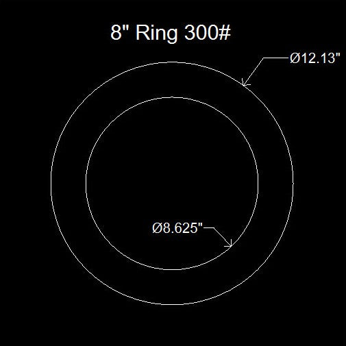8" Ring Flange Gasket - 300 Lbs. - 1/16" Thick Nitrile (NBR) Buna-N