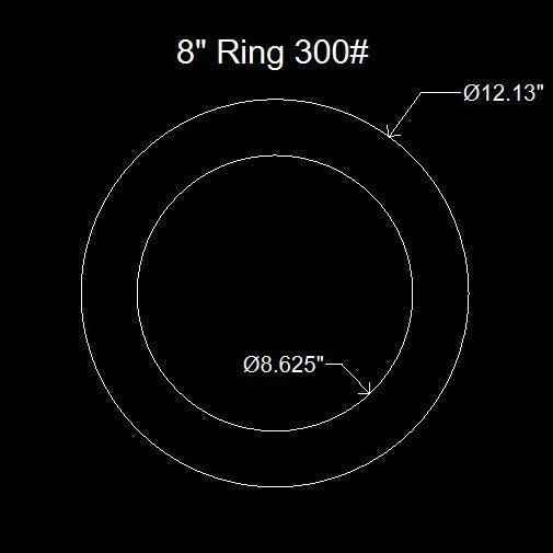 8" Ring Flange Gasket - 300 Lbs. - 1/8" Thick Nitrile (NBR) Buna-N
