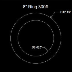 8" Ring Flange Gasket - 300 Lbs. - 1/8" Thick (70 Duro) Neoprene