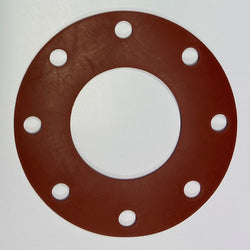 4" Full Face Flange Gasket (w/8 Bolt Holes) - 300 Lbs. - 1/16" Thick (SBR) Red Rubber