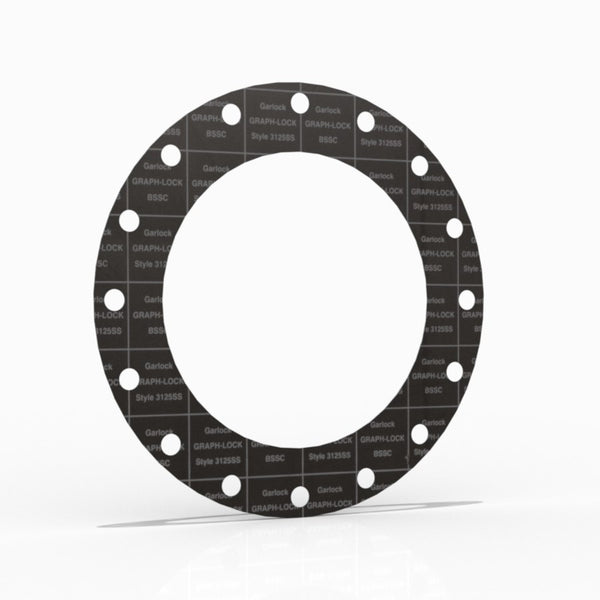 18" Full Face Flange Gasket (w/16 Bolt Holes) - 150 Lbs. - 1/16" Thick Garlock GRAPH-LOCK® Style 3125-SS-HT Flexible Graphite Gasket 316SS Foil High Temperature Version