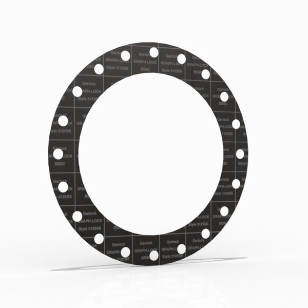 24" Full Face Flange Gasket (w/20 Bolt Holes) - 150 Lbs. - 1/16" Thick Garlock GRAPH-LOCK® Style 3125-SS-HT Flexible Graphite Gasket 316SS Foil High Temperature Version