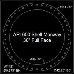 API 650 Shell Manway Gasket 36" Full Face - 1/8" (SBR) Red Rubber