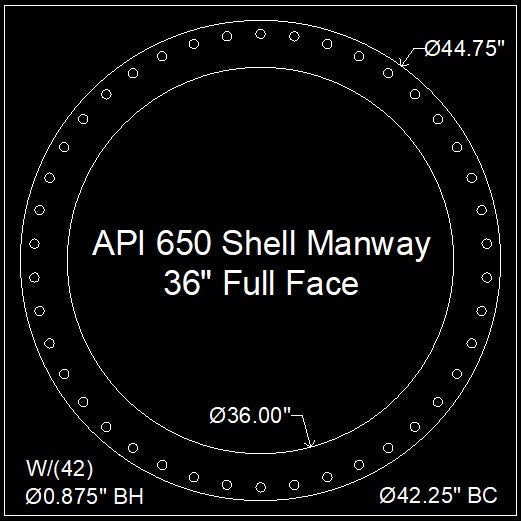 API 650 Shell Manway Gasket 36" Full Face - 1/8" (SBR) Red Rubber