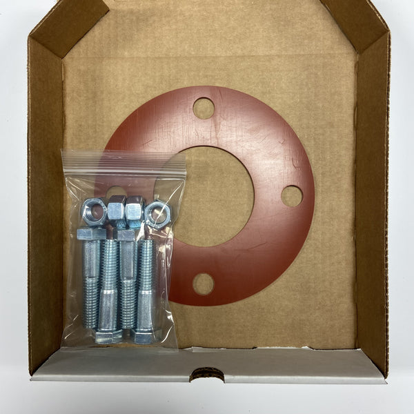 Flange Kit  3" Full Face 150# 1/8" Thick (SBR) Red Rubber Gasket & Bolt Pack