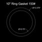 10" Ring Flange Gasket - 150 Lbs. - 1/8" Thick (SBR) Red Rubber