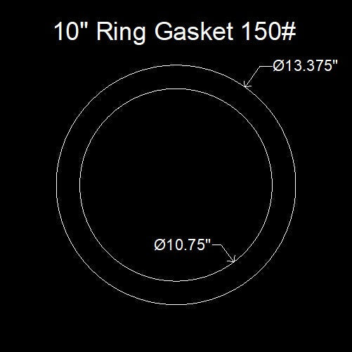 10" Ring Flange Gasket - 150 Lbs. - 1/8" Thick Nitrile (NBR) Buna-N