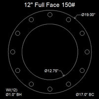 12" Full Face Flange Gasket (w/12 Bolt Holes) - 150 Lbs. - 1/16" Thick Neoprene