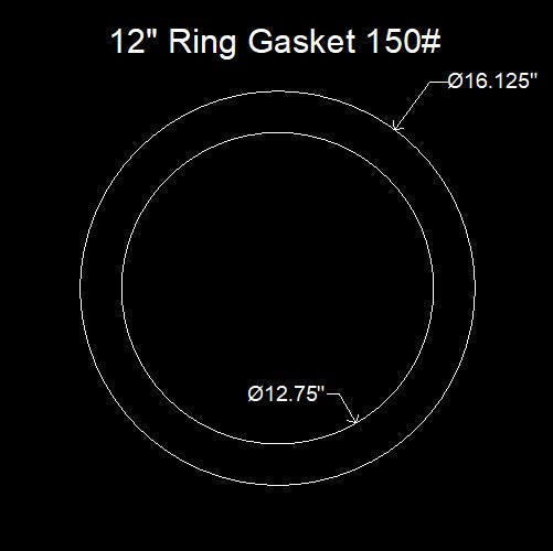 12" Ring Flange Gasket - 150 Lbs. - 1/16" Thick Klingersil® C-4401
