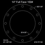 14" Full Face Flange Gasket (w/12 Bolt Holes) - 150 Lbs. - 1/16" Thick Durlon 7950