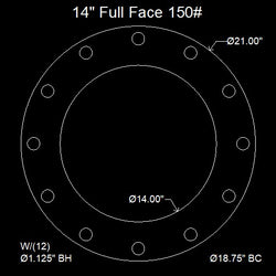 14" Full Face Flange Gasket (w/12 Bolt Holes) - 150 Lbs. - 1/16" Thick (SBR) Red Rubber